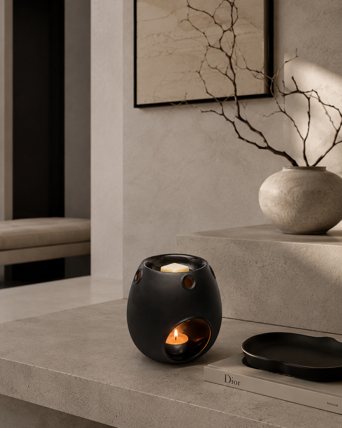 Duftlampe Glas – Frosted Black